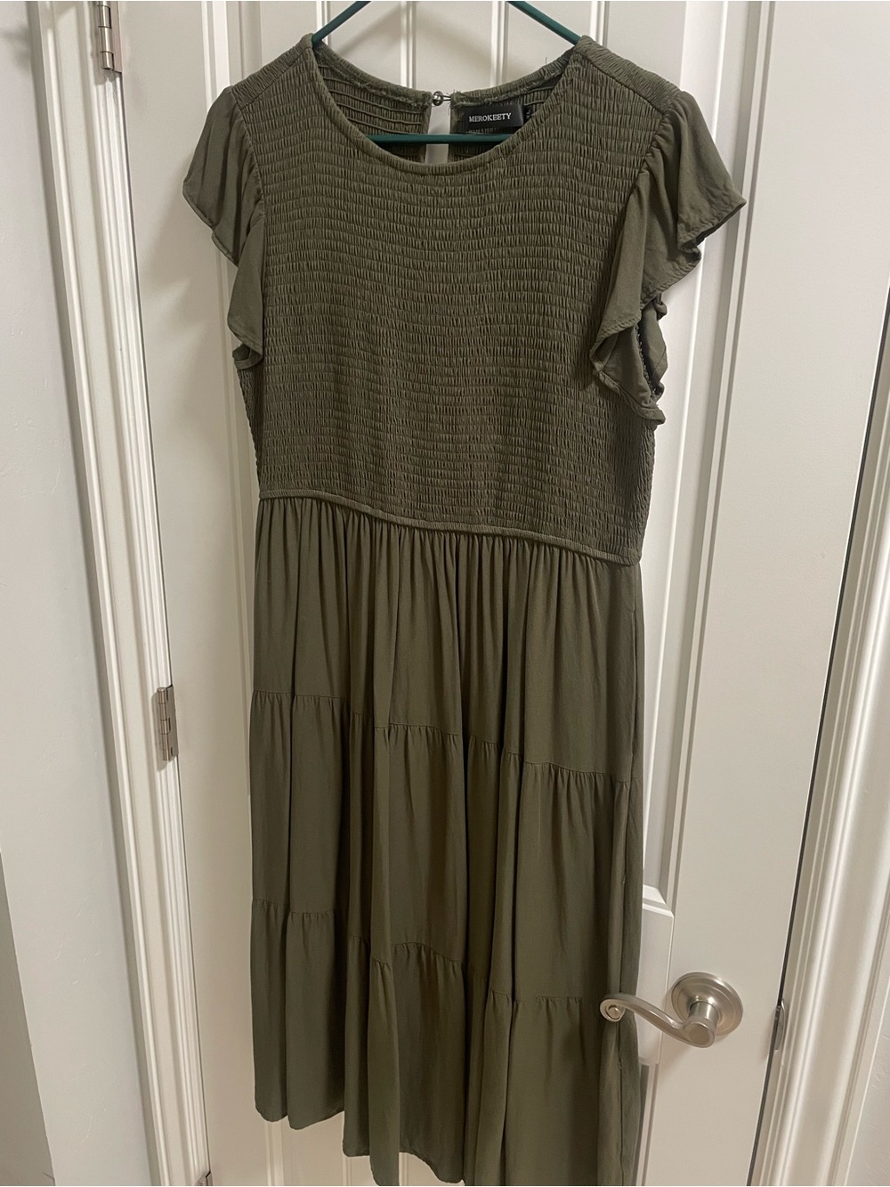 Merokeety summer flutter sleeve smocked midi dress